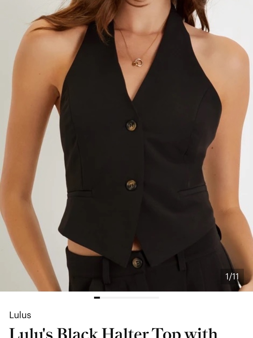 Lulus Black Halter Vest Top New With Tags